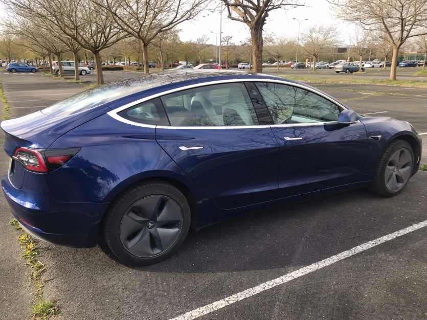 tesla Model 3 SR+ bleu/blanc